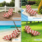 Strawberry Characters Beach Chair Towel Cover with Side Pockets