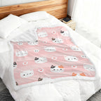 Pink Cats - Double-Layer Fleece Blanket 51"x59"