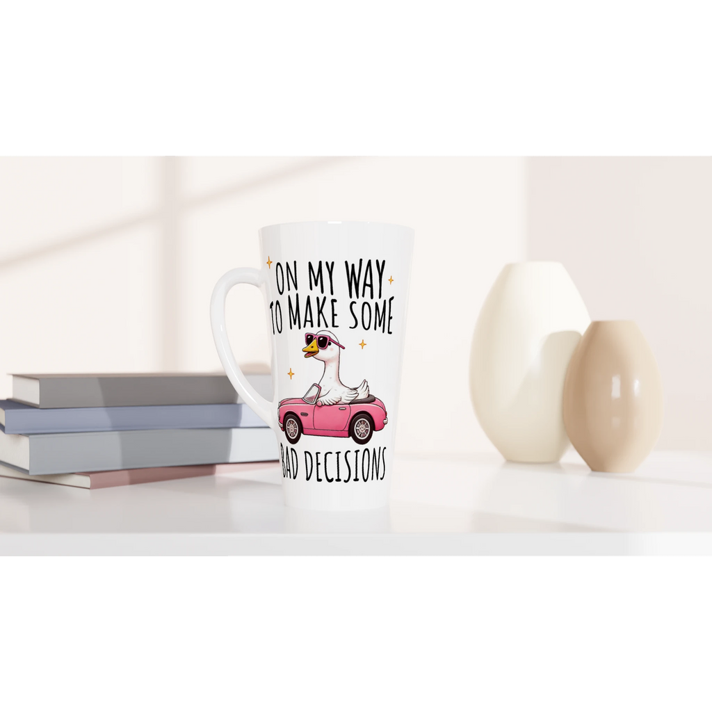 On My Way To Make Some Bad Decisions - White Latte 17oz Ceramic Mug Latte Mug animal Globally Fulfilled