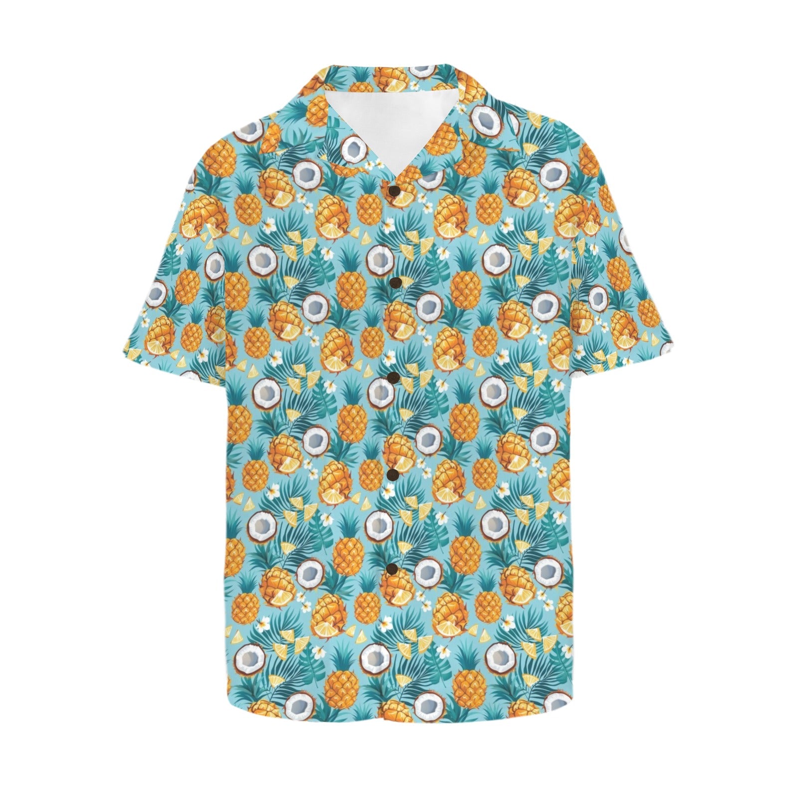 Pineapple Coconut - Men's Short Sleeve Hawaiian Shirt Men's Hawaiian Shirt (New) Food Printed Offshore