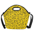 Black Squiggle On Yellow Neoprene Lunch Bag/Large (Model 1669) One Size Neoprene Lunch Bag Printed Offshore