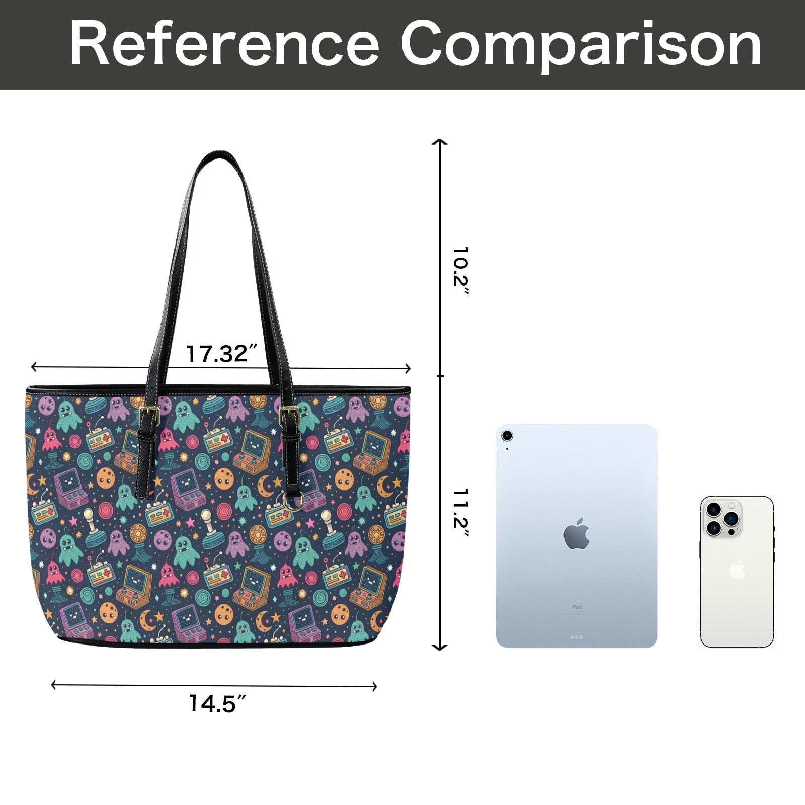 Space Arcade - PU Leather Tote Bag - Large