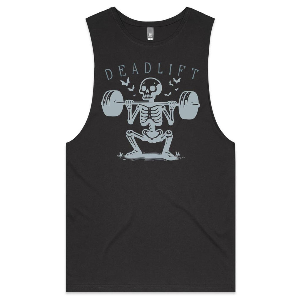 Deadlift, Skeleton Lifting Weights - Tank Top Tee Coal Drop Arm Tank Top Fitness Printed In Australia