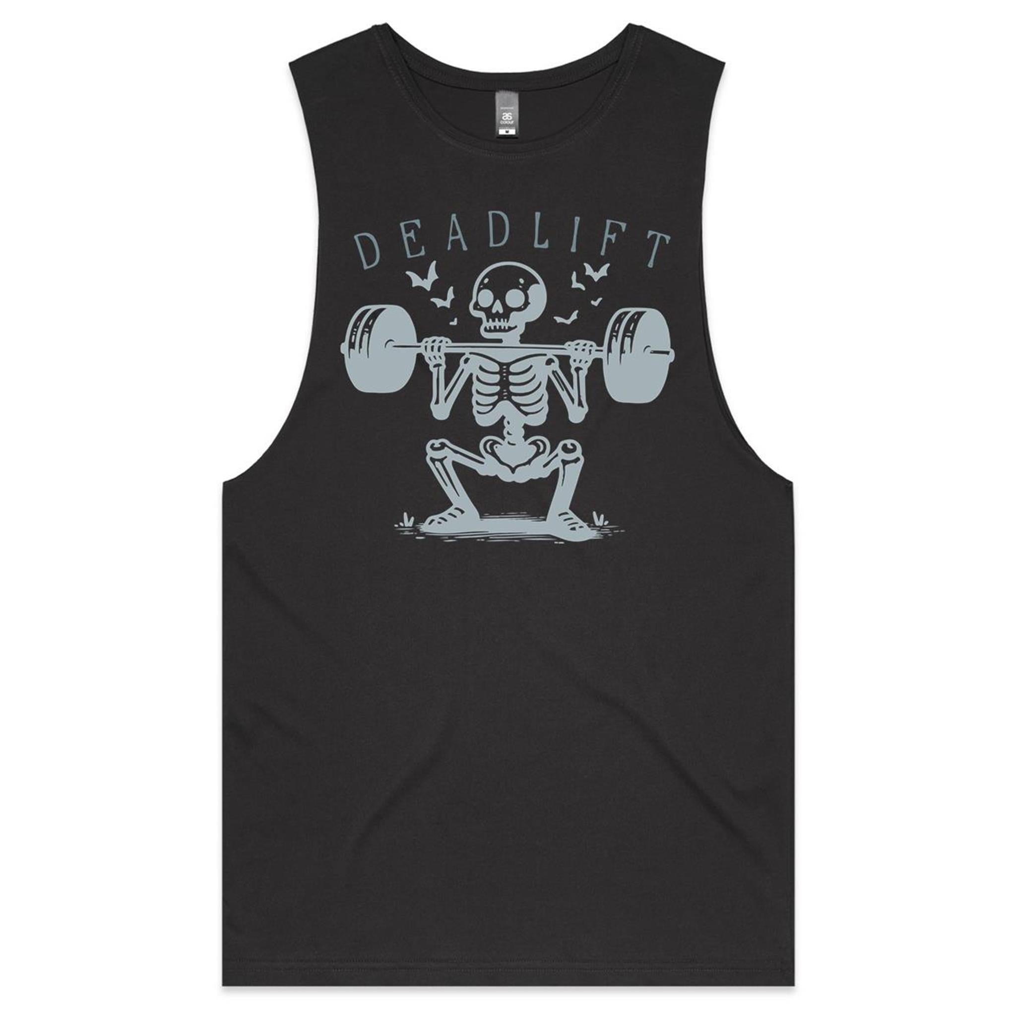 Deadlift, Skeleton Lifting Weights - Tank Top Tee Coal Drop Arm Tank Top Fitness Printed In Australia