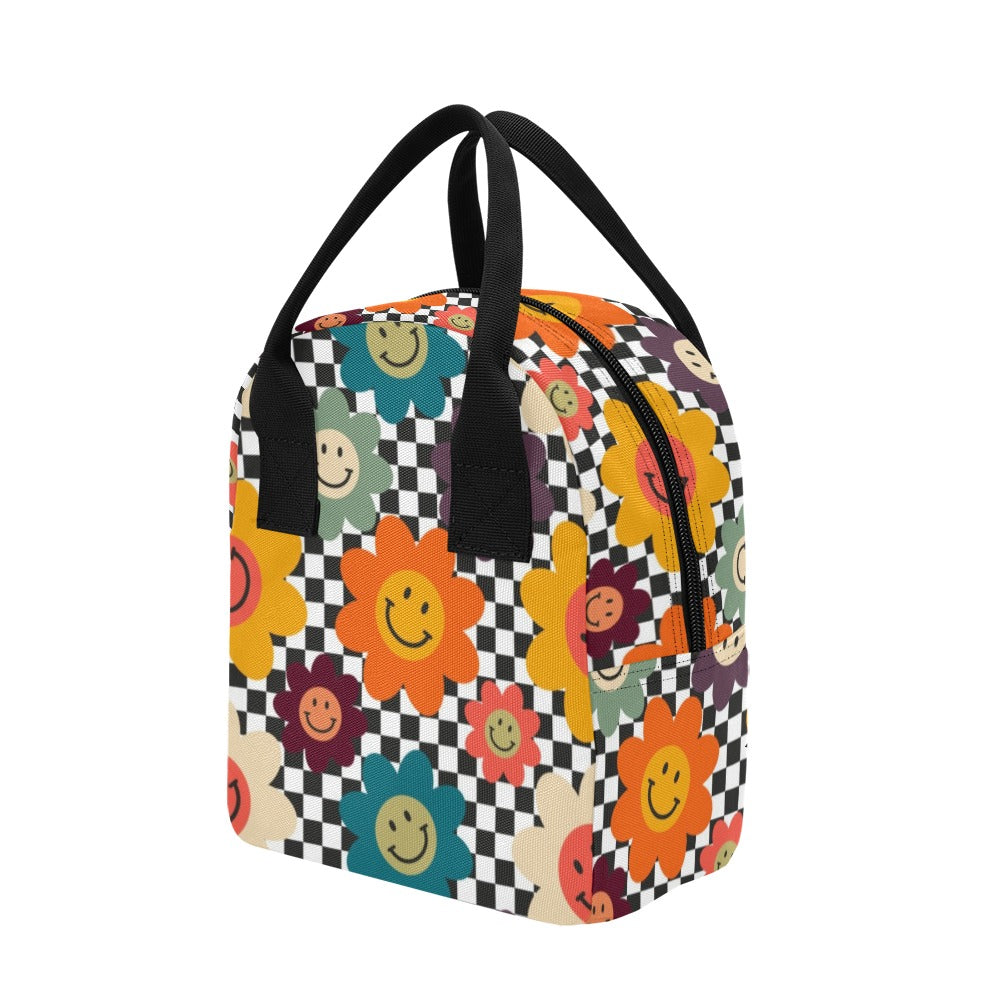 Happy Retro Flowers - Zipper Lunch Bag Zipper Lunch Bag Printed Offshore