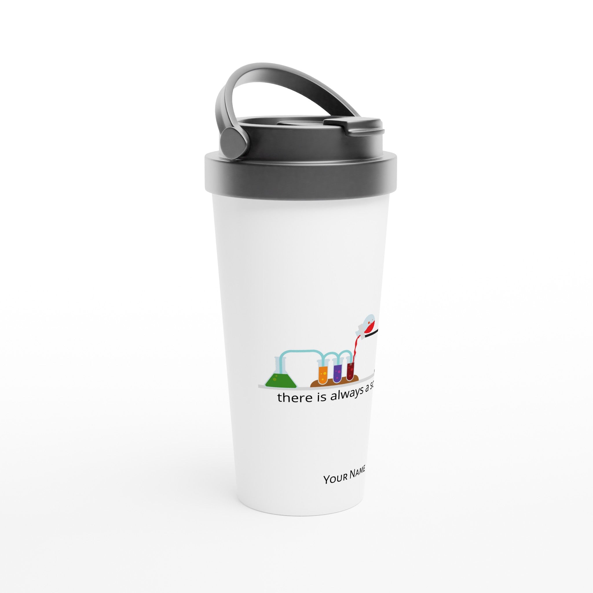 Personalised - There Is Always A Solution - White 15oz Stainless Steel Travel Mug Personalised Travel Mug coffee Globally Fulfilled positivity science
