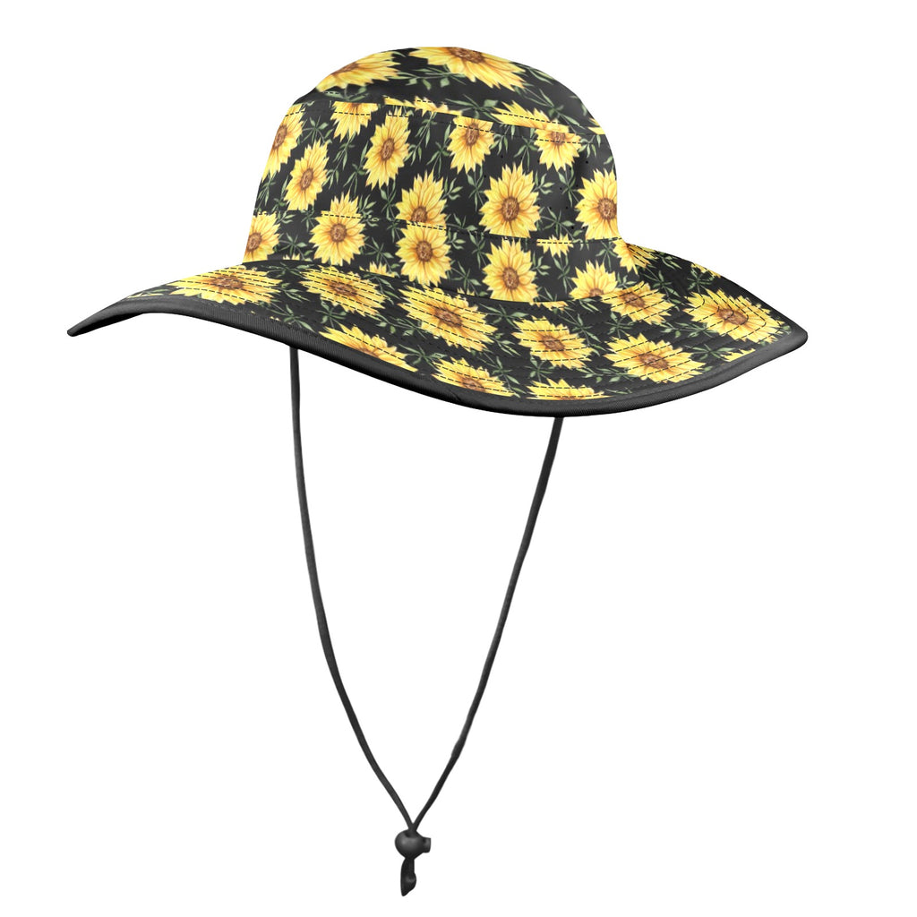 Painted Sunflower Wide Brim Bucket Hat Wide Brim Bucket Hat Plants Printed Offshore