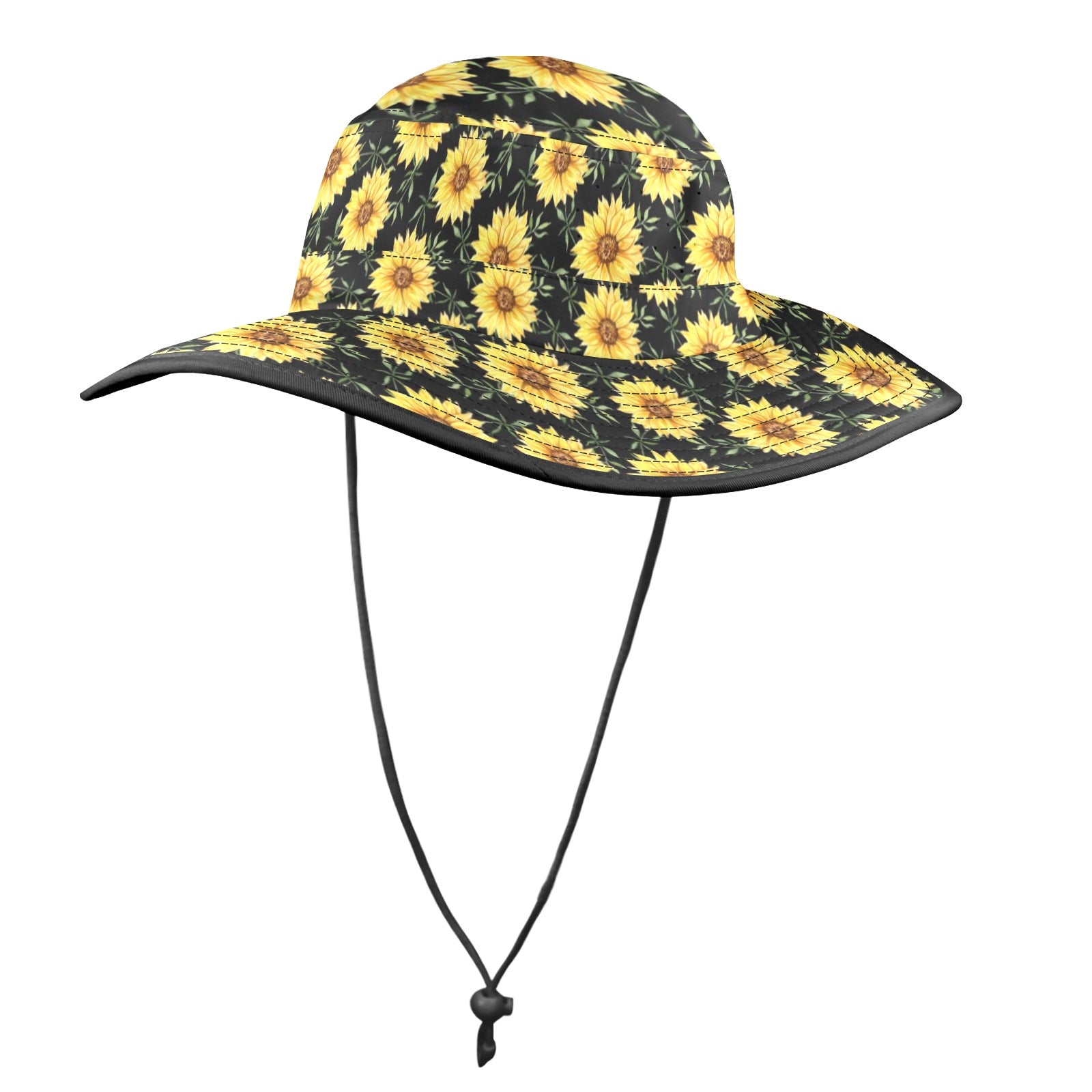 Painted Sunflower Wide Brim Bucket Hat Wide Brim Bucket Hat Plants Printed Offshore