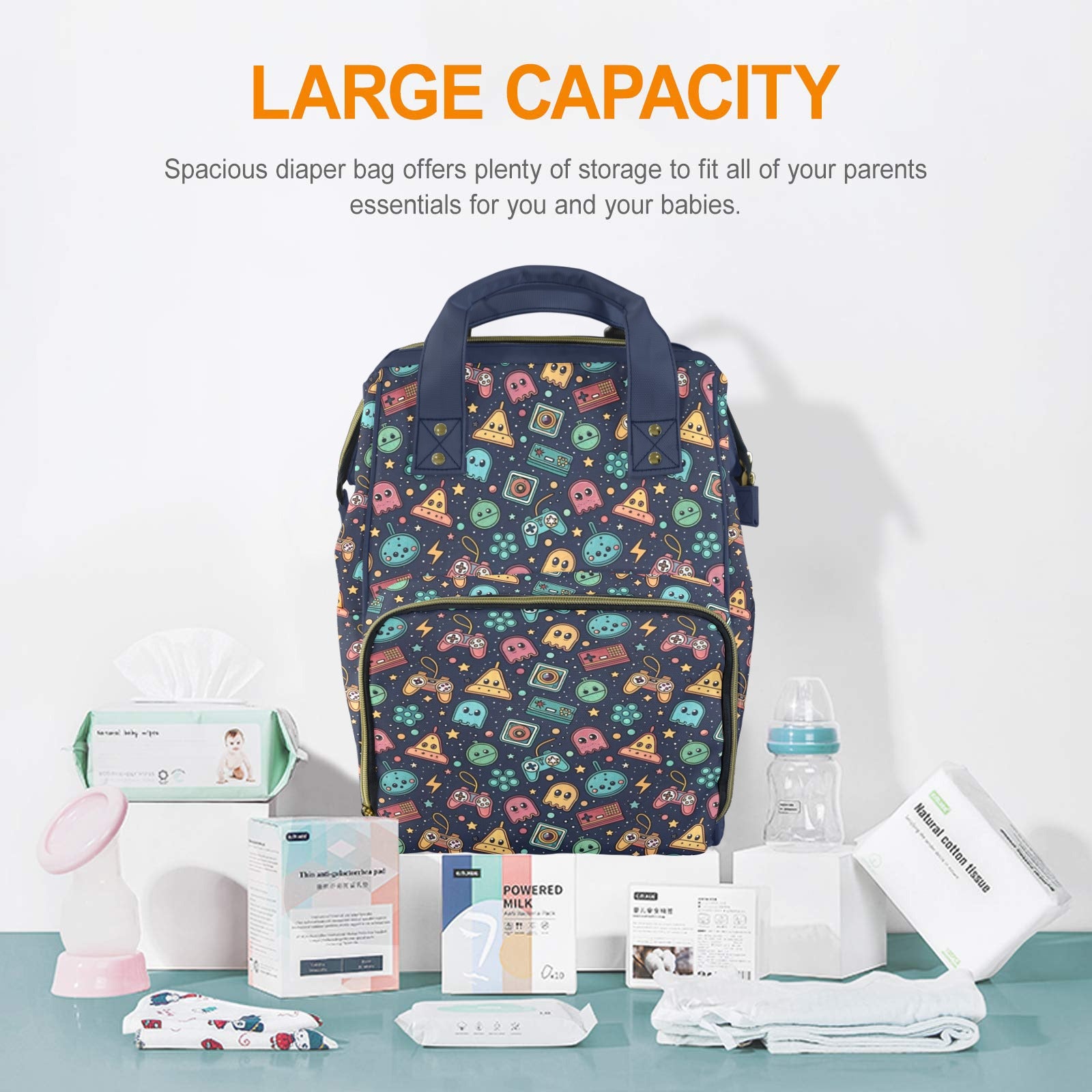 Video Game Multi-Function Backpack, Nappy / Diaper Bag Multi-function Backpack, Nappy / Diaper Bag Games Printed Offshore Retro