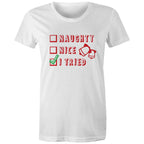 Naughty, Nice, I Tried, Santa's Christmas List - Womens T-shirt White Womens Christmas T-shirt Christmas Printed In Australia
