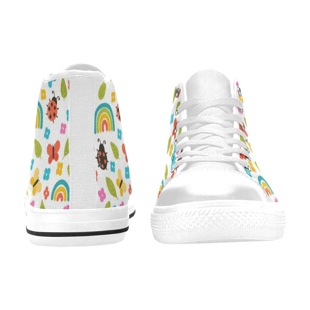 Ladybugs And Rainbows Women's High Top Canvas Shoes Womens Classic High Top Shoes Printed Offshore
