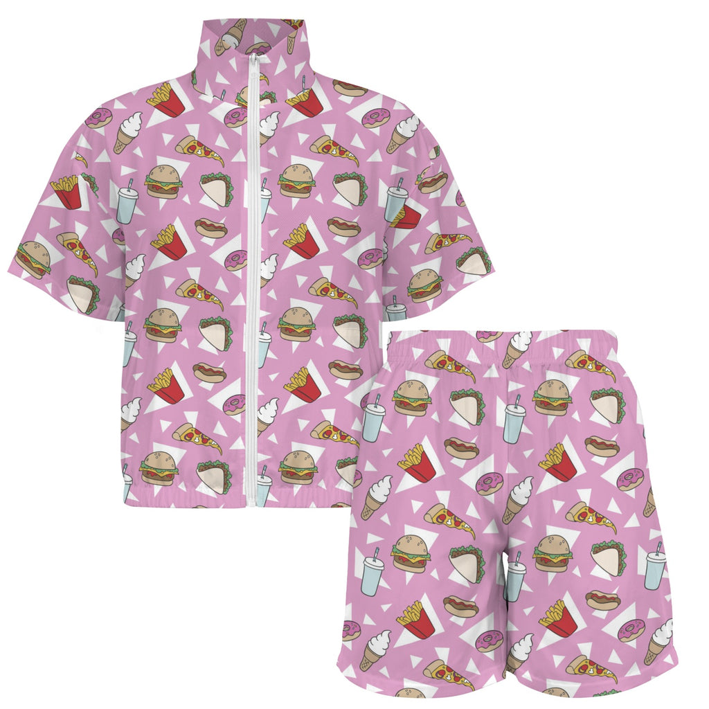 Fast Food Women's Windbreaker Short Set Women's Windbreaker Short Set Food Printed Offshore