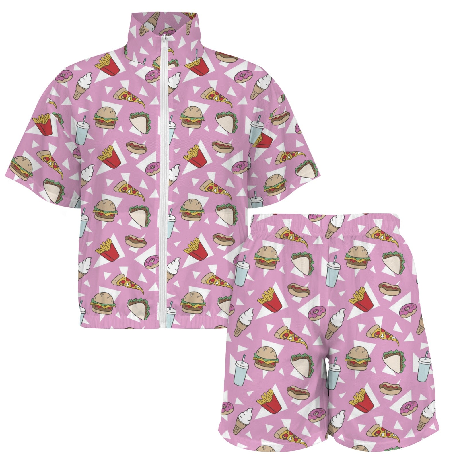 Fast Food Women's Windbreaker Short Set Women's Windbreaker Short Set Food Printed Offshore