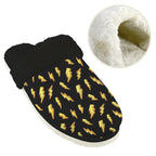 Lightning Bolts Women's Fur Trim Thick-Sole Indoor Slippers Women's Fur Trimmed Slippers comic Printed Offshore