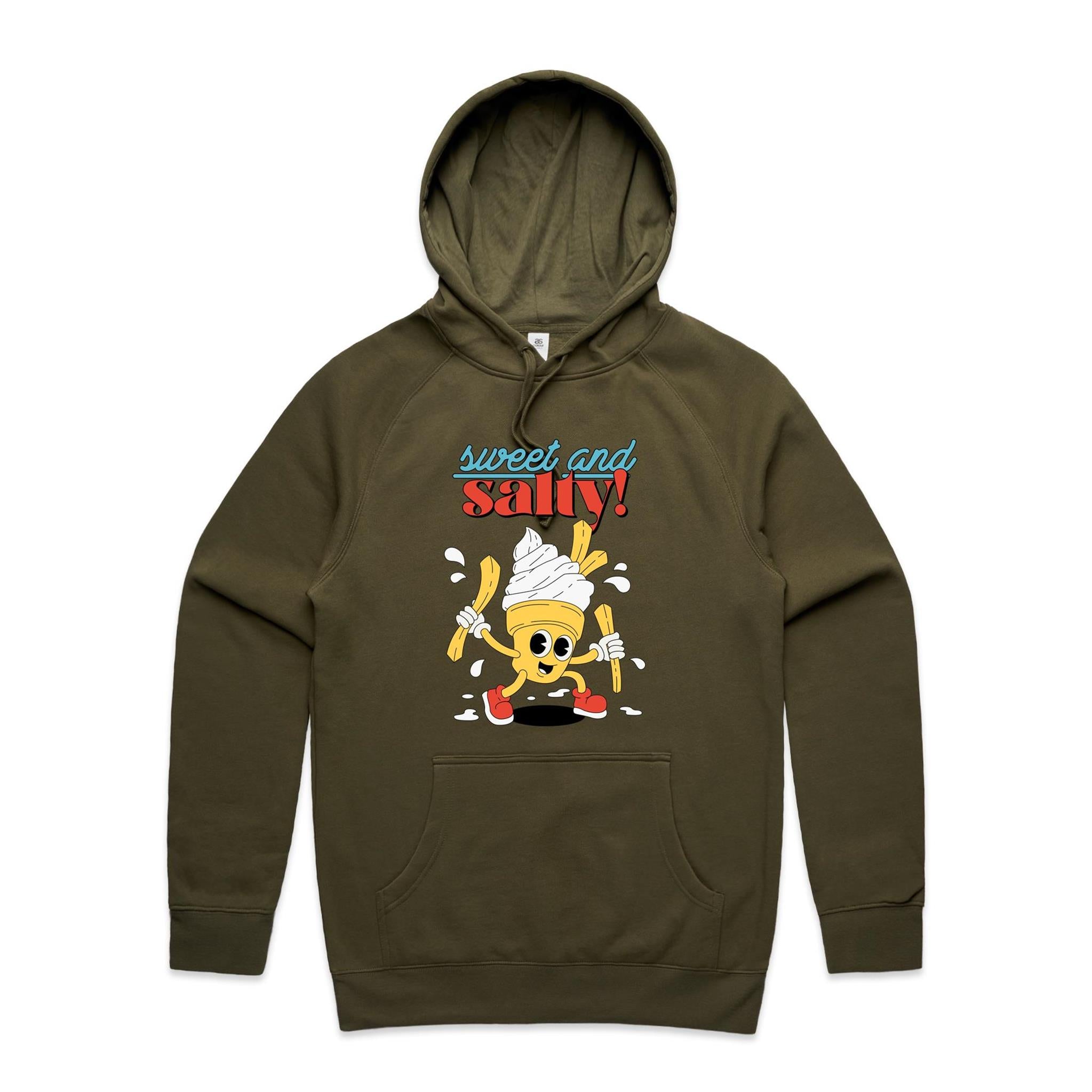 Sweet And Salty, Ice Cream And Fries - Mens Hoodie Army Mens Hoodie Food Printed In Australia