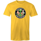 Coffee Is Universal, Alien - Mens T-Shirt Yellow Mens T-shirt Coffee Printed In Australia Sci Fi