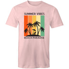 Beach Paradise, Summer Vibes - Mens T-Shirt Pink Mens T-shirt Printed In Australia Summer Surf