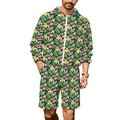 Frangipani Men's Lightweight Sun Hoodie & Shorts Set 4XL Men's Lightweight Sun Hoodie & Shorts Plants Printed Offshore