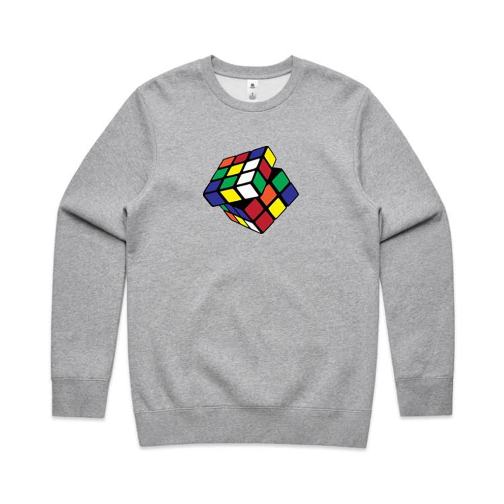 Cube - AS Colour Stencil Crew Grey Marle Sweatshirt Games Printed In Australia