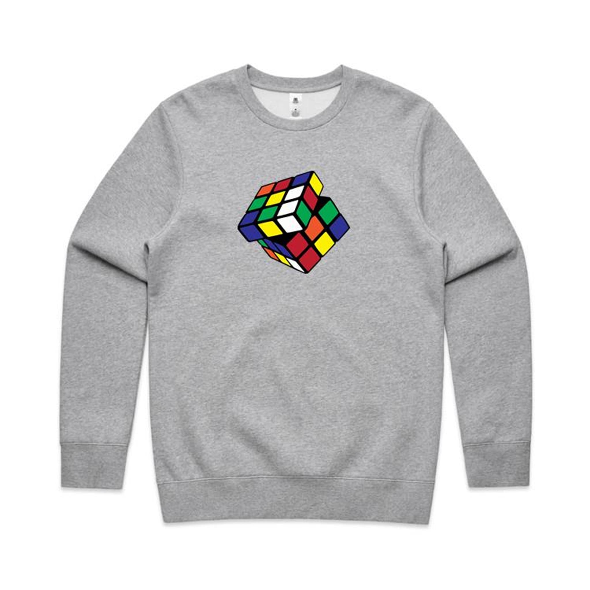 Cube - AS Colour Stencil Crew Grey Marle Sweatshirt Games Printed In Australia
