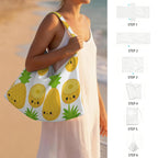 Happy Pineapples Beach Chair Towel Cover with Side Pockets