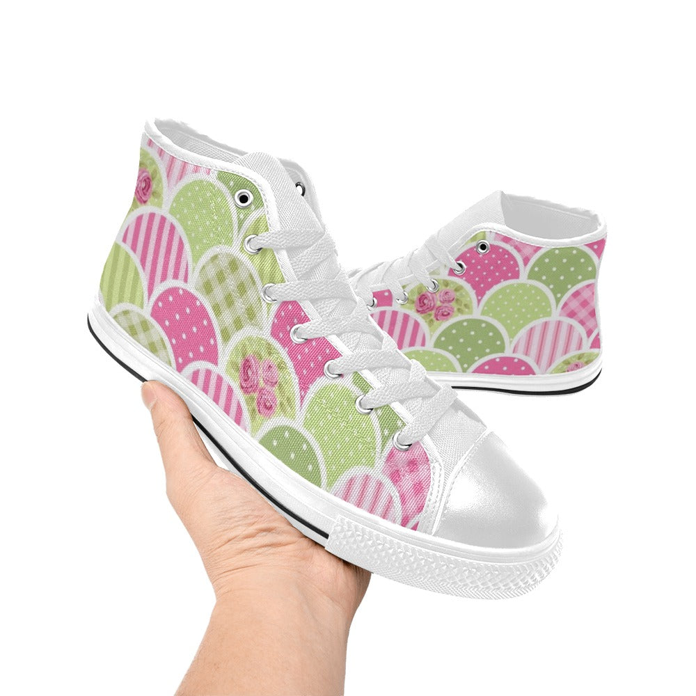 Floral Tabs - Women's High Top Canvas Shoes Womens Classic High Top Shoes Plants Printed Offshore