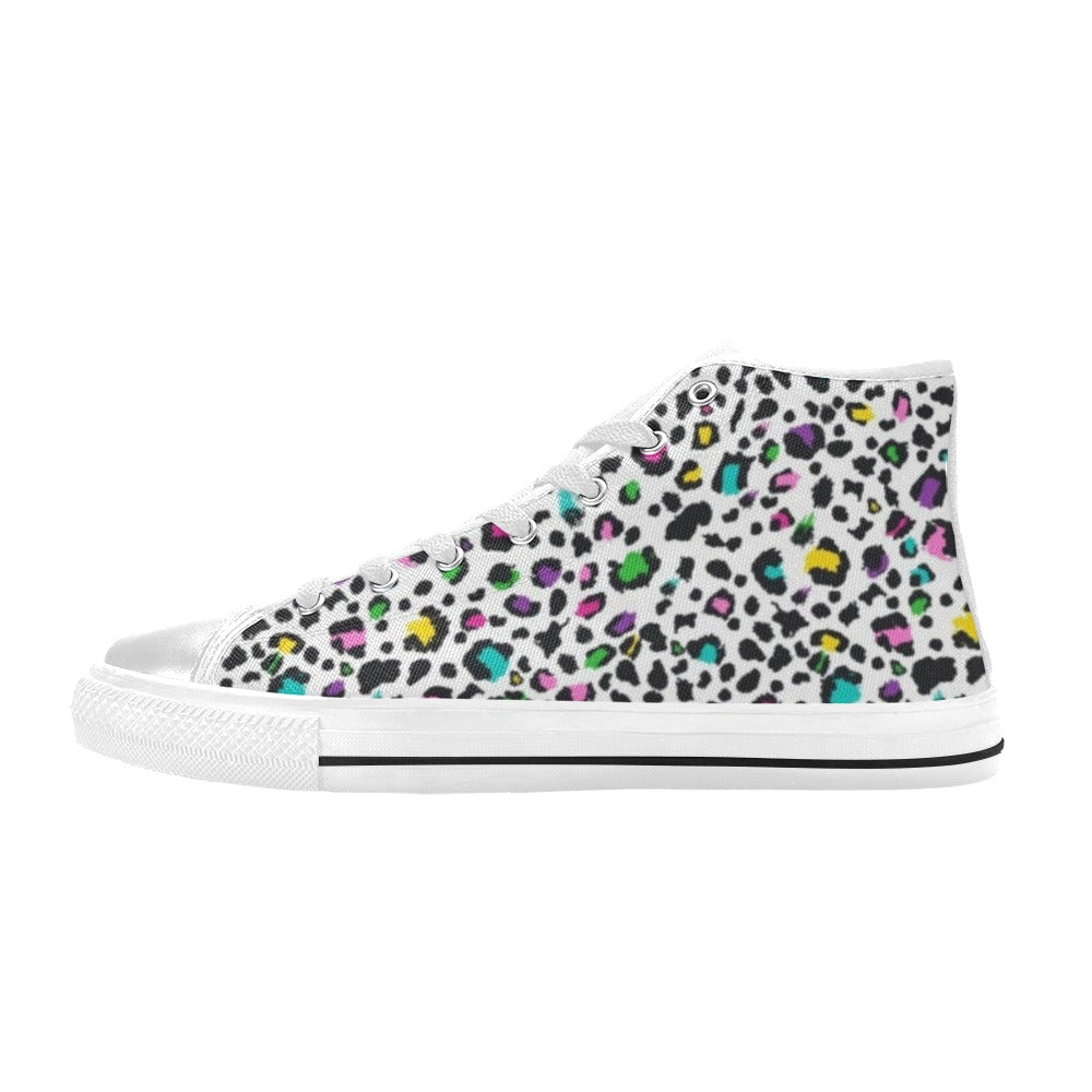 Animal Print In Colour - Men's High Top Canvas Shoes