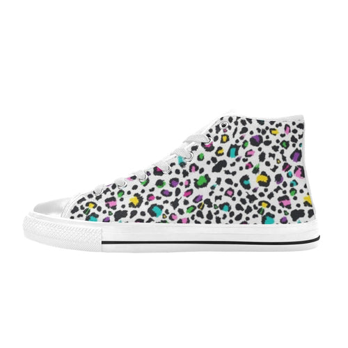 Animal Print In Colour - Men's High Top Canvas Shoes