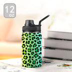 Rainbow Leopard Print - Kids Water Bottle with Chug Lid (12 oz)