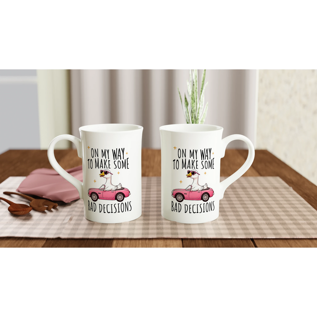 On My Way To Make Some Bad Decisions - White 10oz Porcelain Slim Mug Porcelain Mug animal Globally Fulfilled