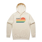 Retro Sunset - Mens Hoodie Ecru Mens Hoodie Printed In Australia Retro