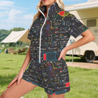 Colourful Maths Formulas Women's Windbreaker Short Set Women's Windbreaker Short Set Maths Printed Offshore