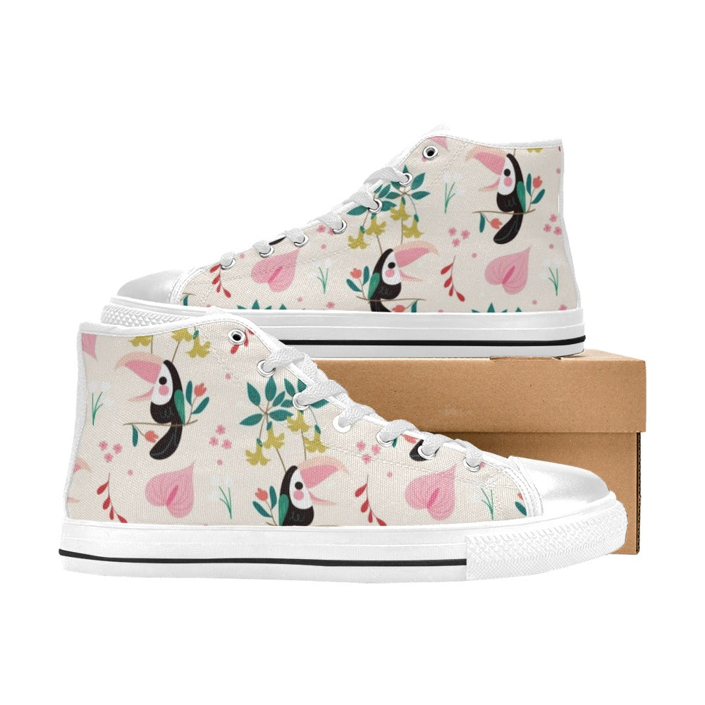 Toucans In Pink Kids High Top Canvas Shoes Kids High Top Canvas Shoes animal Printed Offshore
