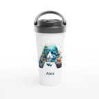 Coral Sea Initial - White 15oz Stainless Steel Travel Mug Default Title Personalised Travel Mug customise Globally Fulfilled Initial Name personalise