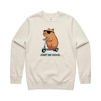 Just Be Cool, Capybara - AS Colour Stencil Crew Sweatshirt Ecru Sweatshirt animal Printed In Australia