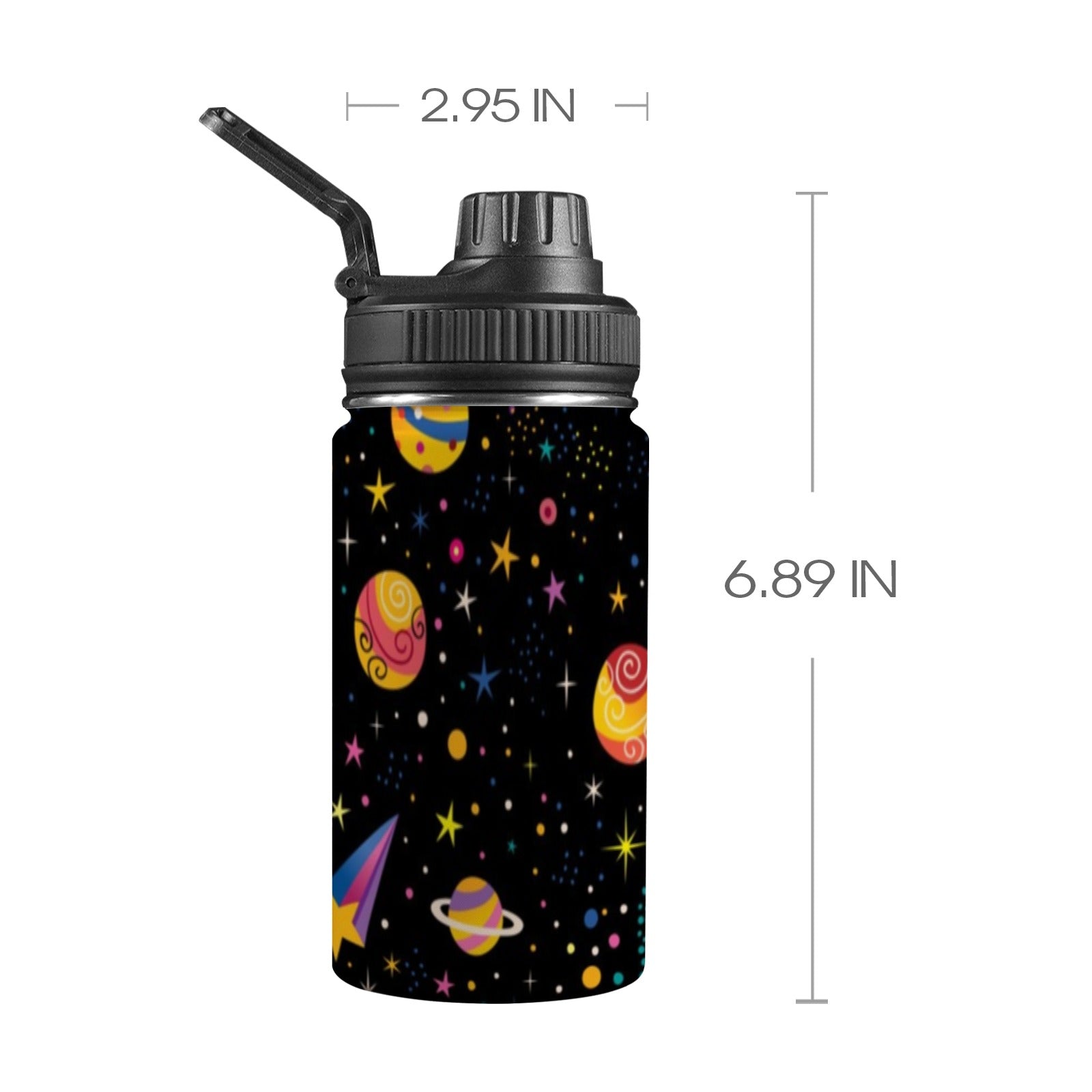 Colourful Space Kids Water Bottle with Chug Lid (12 oz) One Size Kids Water Bottle with Chug Lid Printed Offshore Space