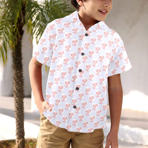 Axolotl Love Junior Kids Hawaiian Shirt Junior Kids Hawaiian Shirt 2-7 animal Printed Offshore