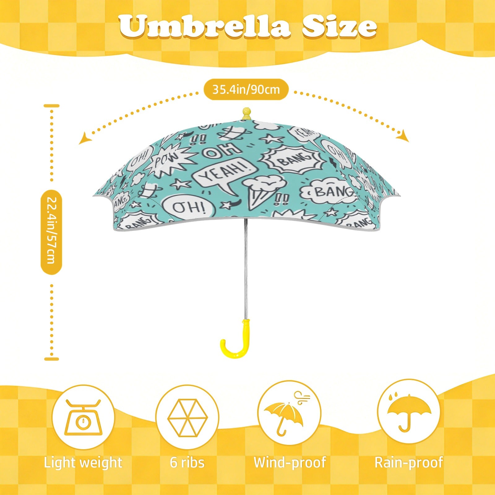 Comic Book Speech Bubbles Kids Safe Round Corner Umbrella Kids Safe Round Corner Umbrella comic Printed Offshore