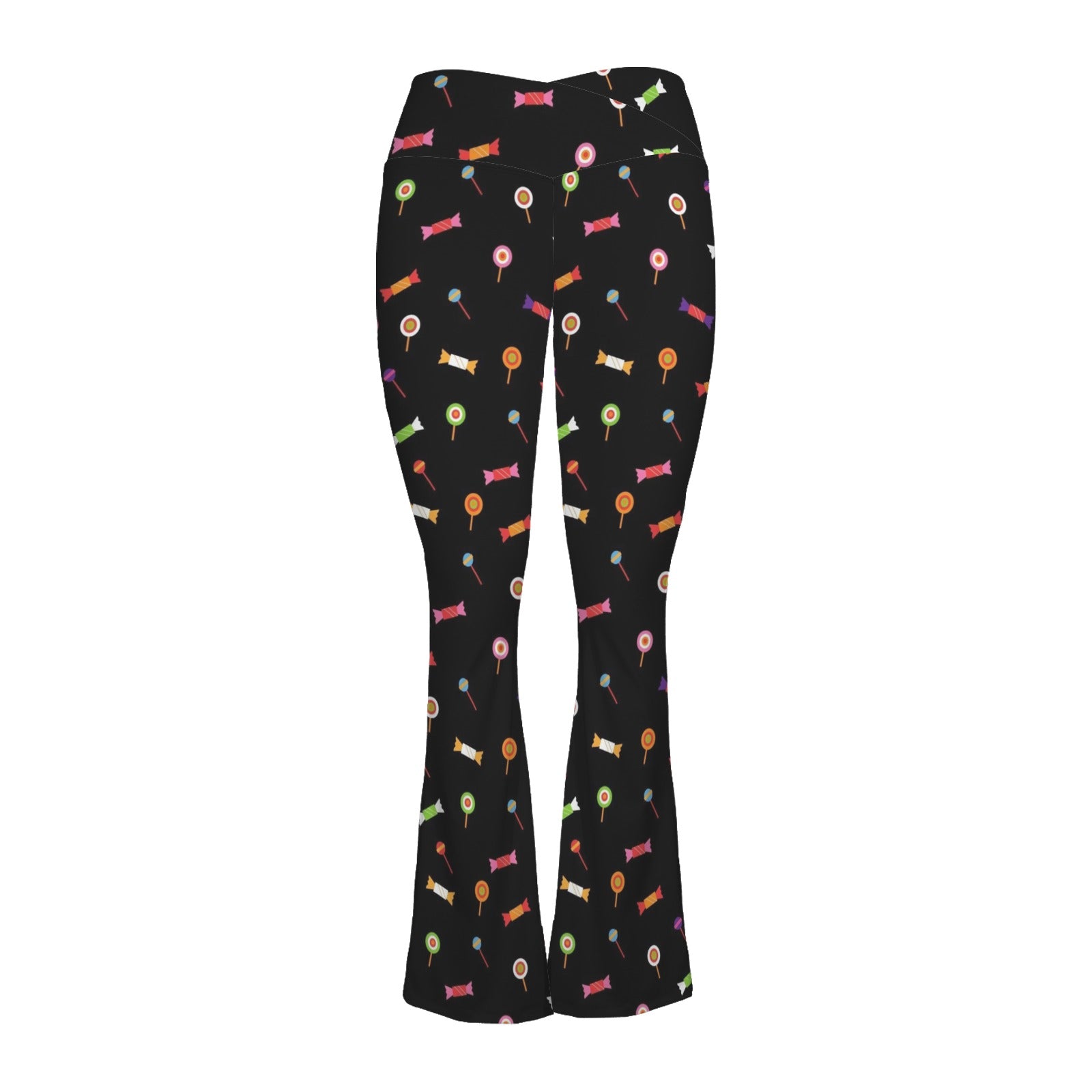 Candy High Waist Crossover Tummy Control Flare Leggings High Waist Flare Leggings Food Printed Offshore