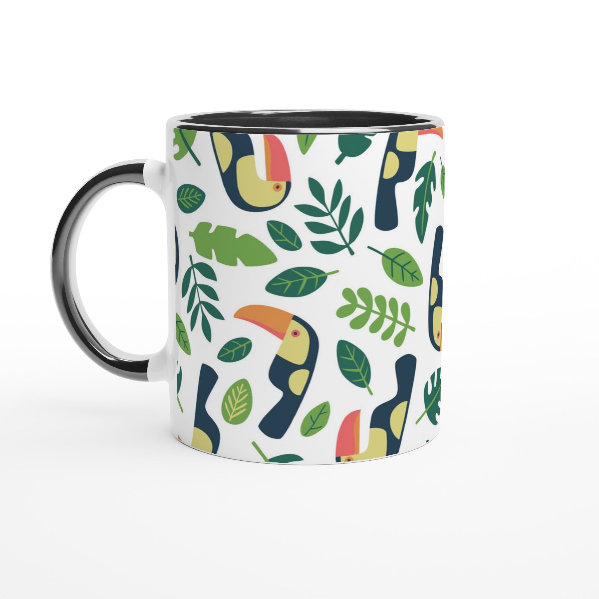 Toucans - White 11oz Ceramic Mug with Colour Inside Ceramic Black Colour 11oz Mug Globally Fulfilled