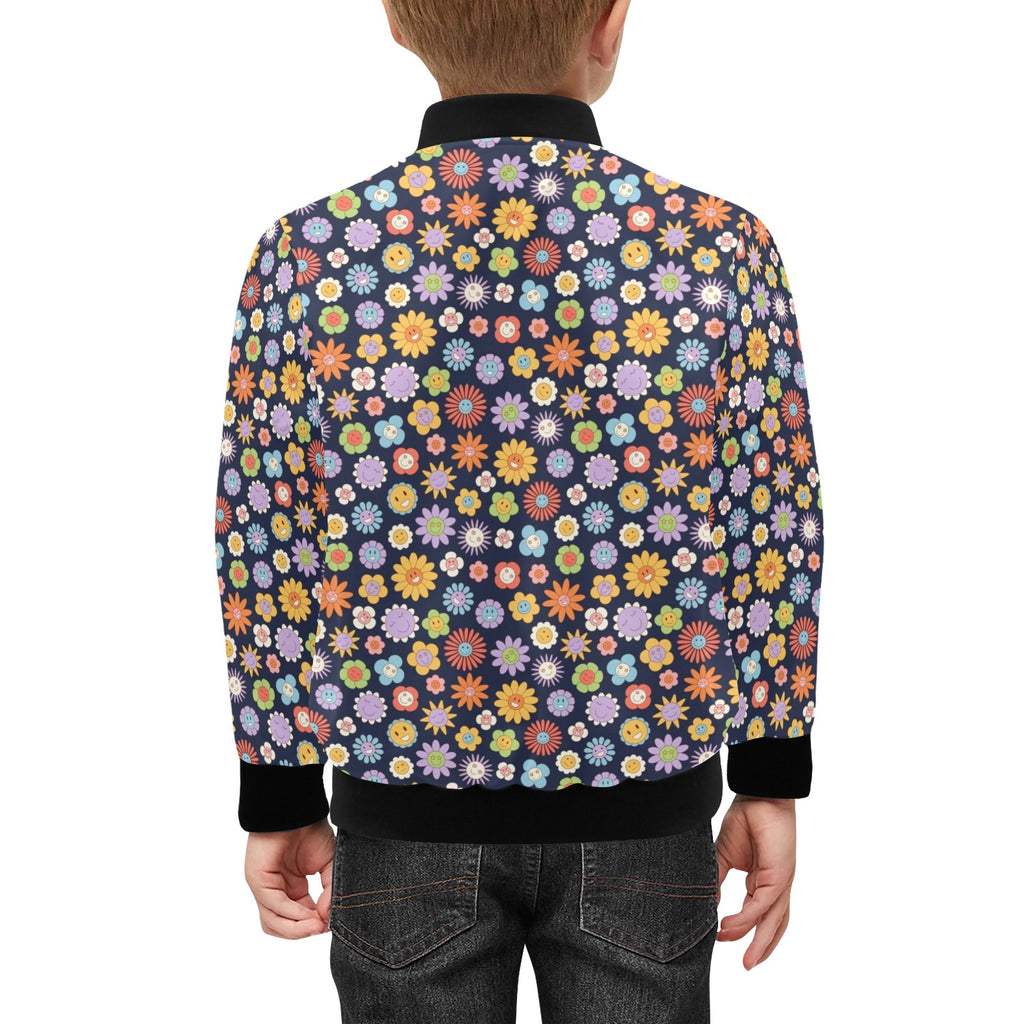 Groovy Flowers Kids Bomber Jacket