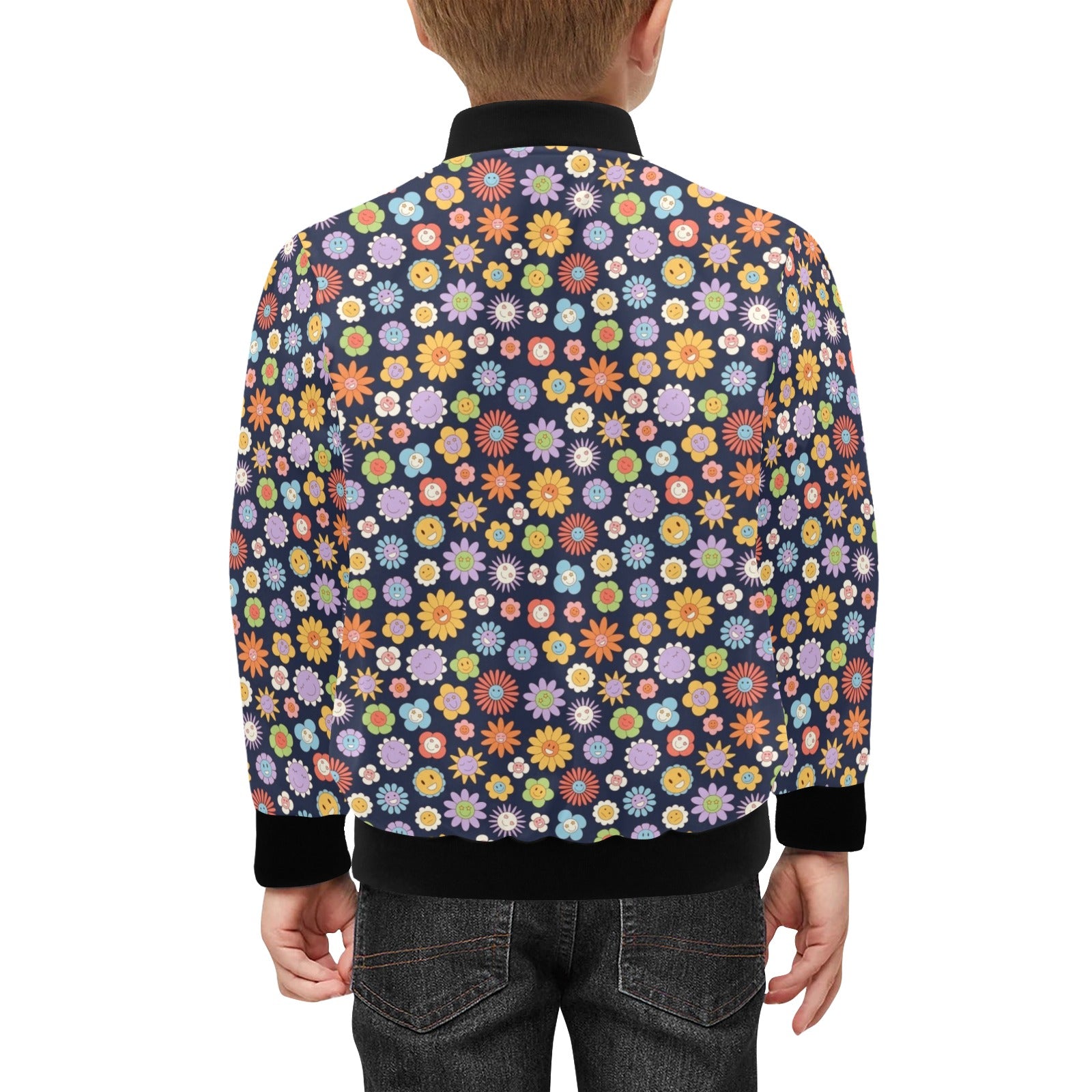 Groovy Flowers Kids Bomber Jacket