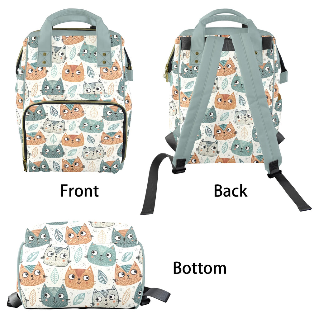 Cute Cat Faces - Multi-Function Backpack, Nappy / Diaper Bag