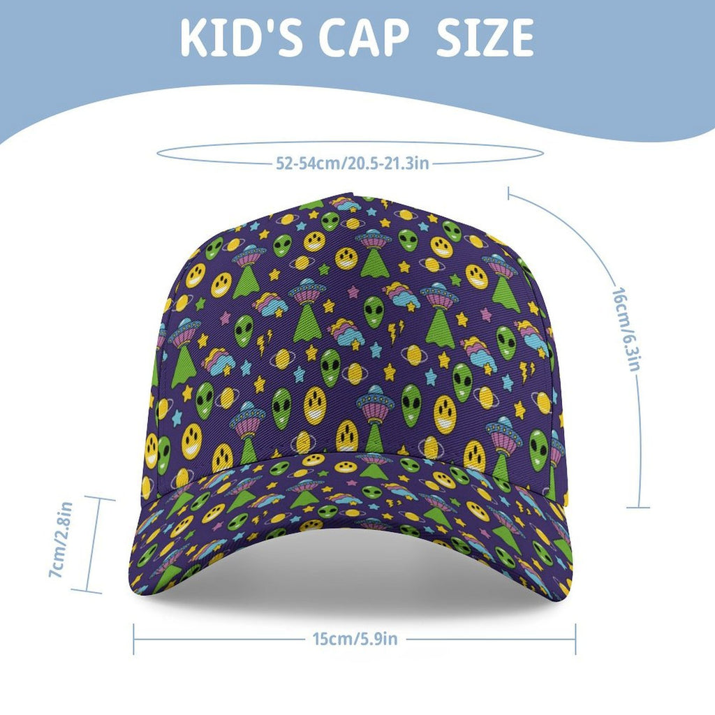 Groovy Alien And UFO Kids Baseball Cap