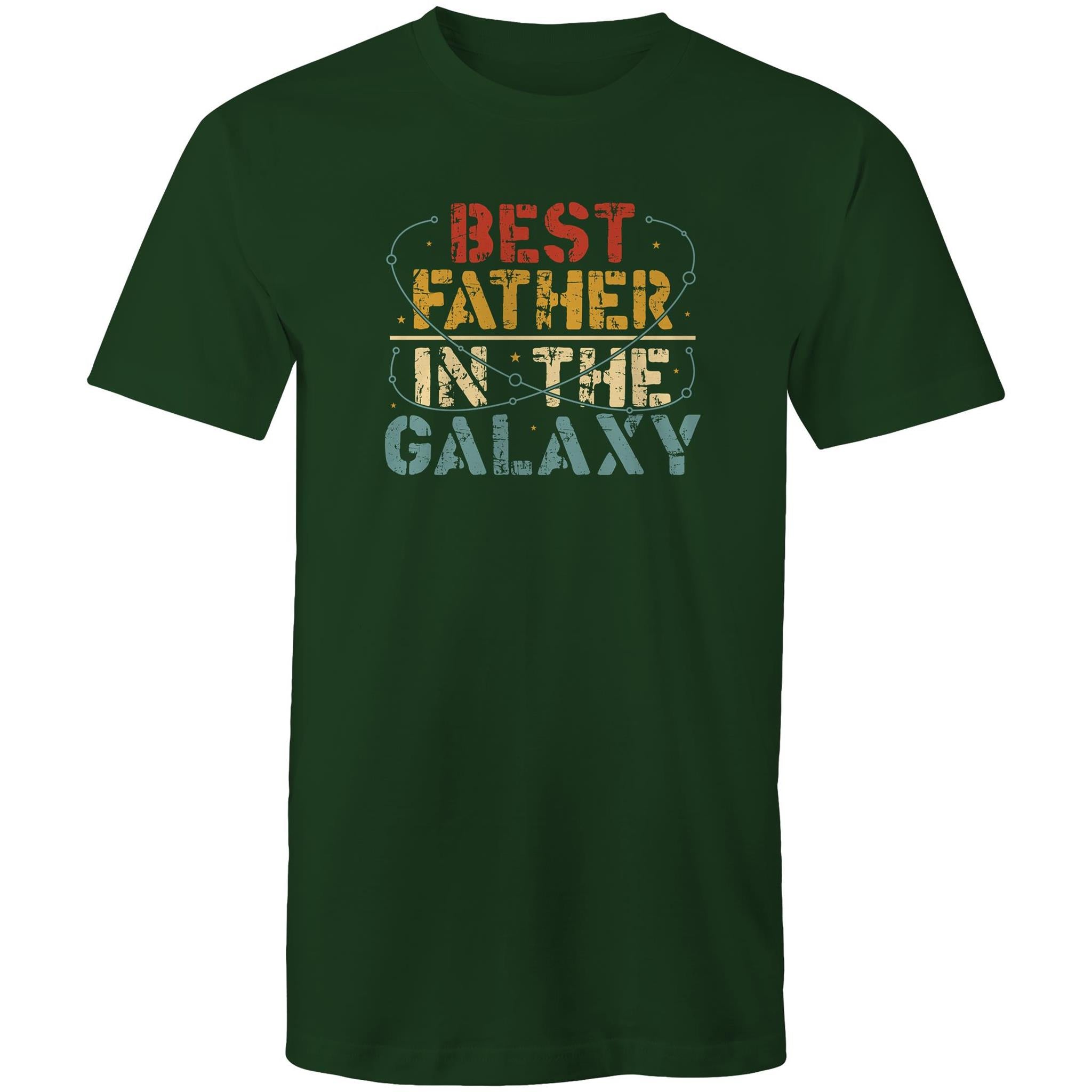 Best Father In The Galaxy - Mens T-Shirt Forest Green Mens T-shirt Dad Printed In Australia