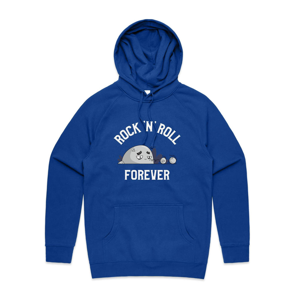 Rock And Roll Forever - Mens Hoodie Bright Royal Mens Hoodie Music Printed In Australia
