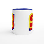 Personalised - Superhero Initial - White 11oz Ceramic Mug with Color Inside Personalised 11oz Mug customise Globally Fulfilled Name personalise