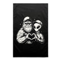 Alien Bigfoot Heart Hands AS Colour Tea Towel Default Title Tea Towel Love Printed In Australia Sci Fi