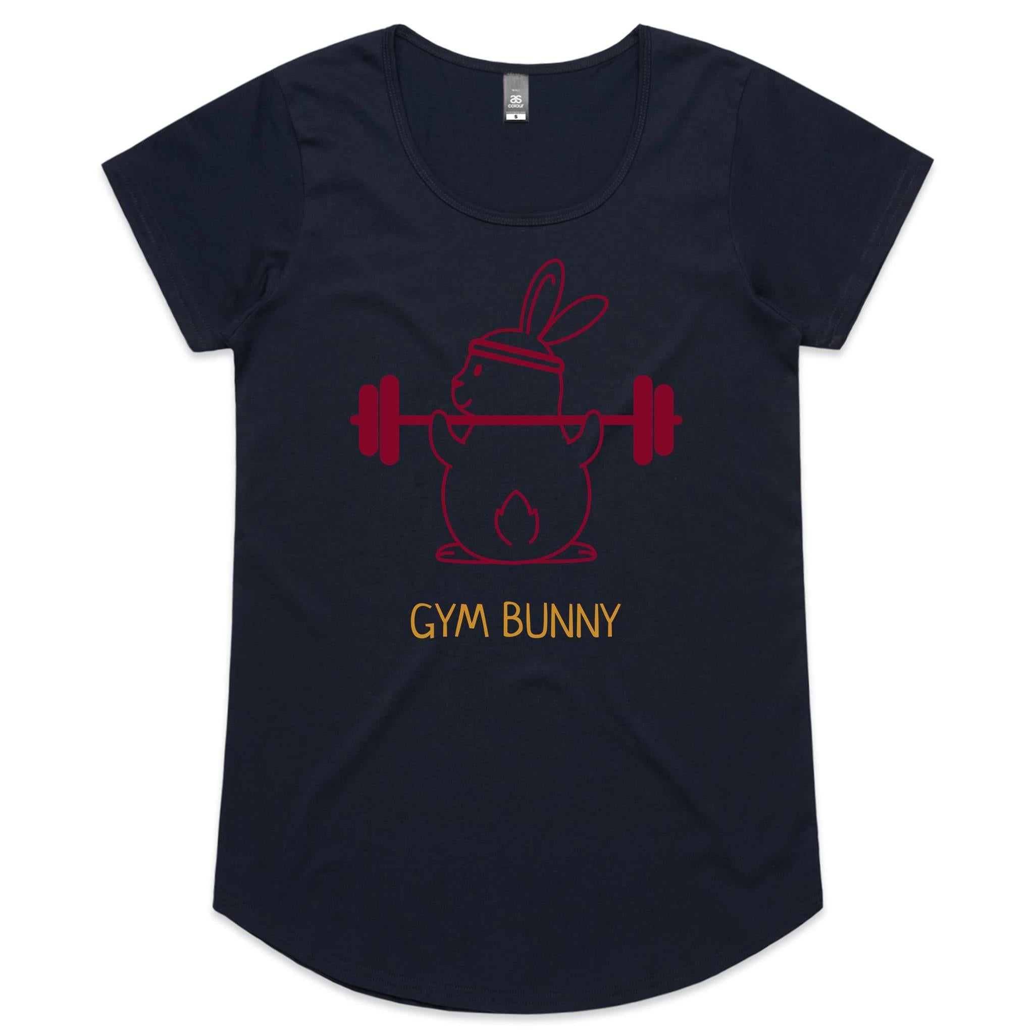 Gym Bunny - Womens Scoop Neck T-Shirt Navy Womens Scoop Neck T-shirt Fitness Printed In Australia