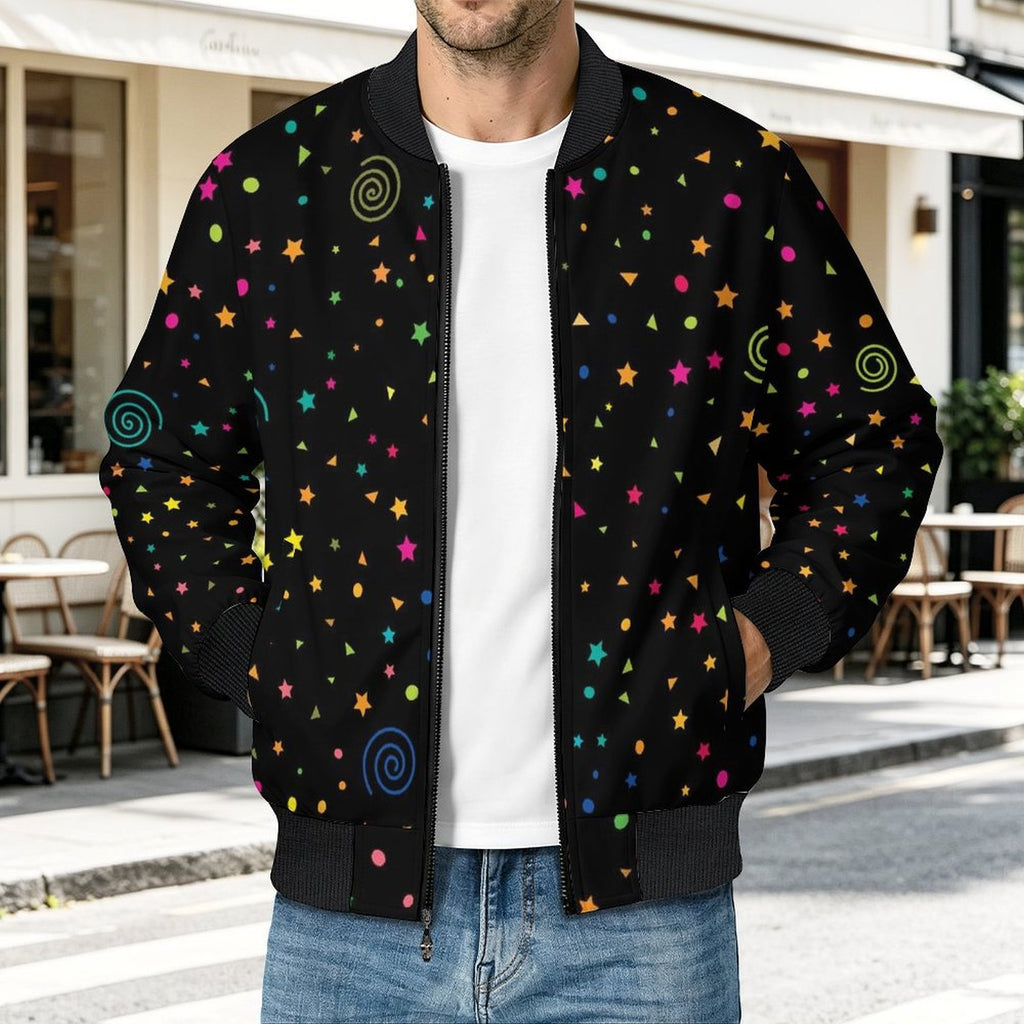 Stars And Swirls Men's Casual Zip‑Up Bomber Jacket
